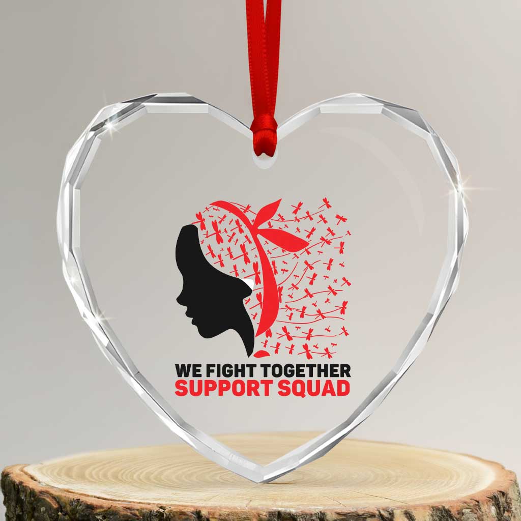 We Fight Together Support Squad Heart Crystal Glass Ornament HIV Awareness Dragonfly Gift - Wonder Print Shop