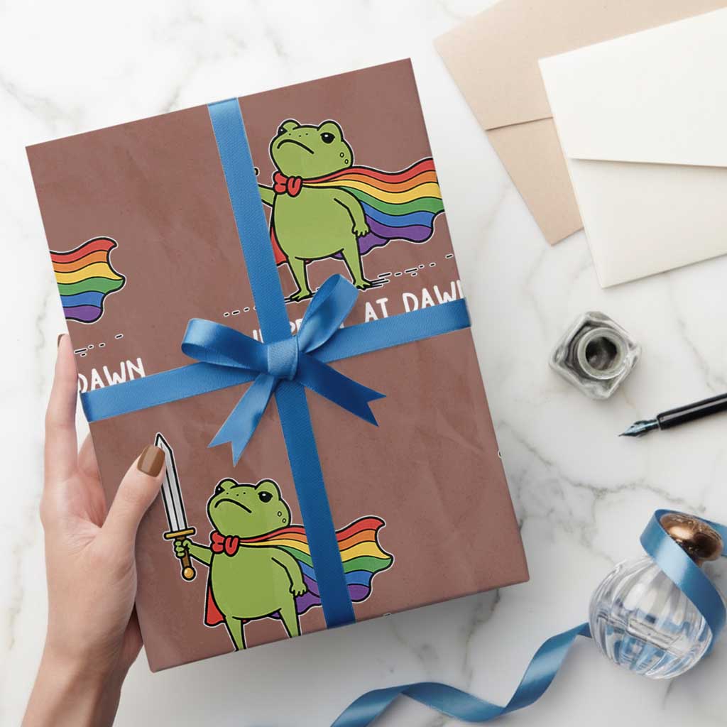We Pride At Dawn Wrapping Paper Roll Funny LGBT Frog Rainbow Pride Month