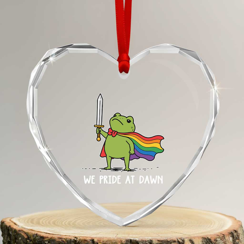 We Pride At Dawn Heart Crystal Glass Ornament Funny LGBT Frog Rainbow Pride Month