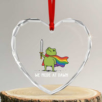 We Pride At Dawn Heart Crystal Glass Ornament Funny LGBT Frog Rainbow Pride Month