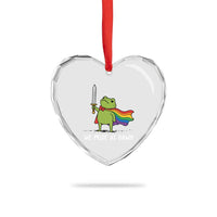 We Pride At Dawn Heart Crystal Glass Ornament Funny LGBT Frog Rainbow Pride Month