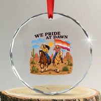 We Pride at Dawn Lesbian Cowgirl Crystal Glass Ornament Country Western Retro Graphic Pride Month