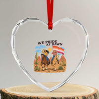 We Pride at Dawn Lesbian Cowgirl Heart Crystal Glass Ornament Country Western Retro Graphic Pride Month