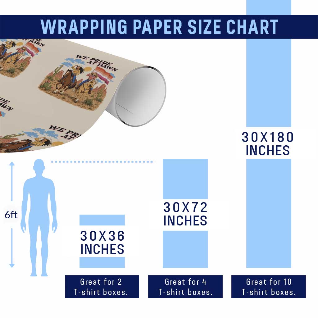 We Pride at Dawn Lesbian Cowgirl Wrapping Paper Roll Country Western Retro Graphic Pride Month