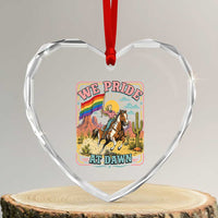 We Pride at Dawn Retro Rainbow Cowgirl Heart Crystal Glass Ornament Pride Month Country Western Vibes