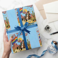 We Pride at Dawn Retro Rainbow Cowgirl Wrapping Paper Roll Pride Month Country Western Vibes