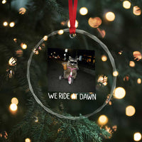 We Ride at Dawn Crystal Glass Ornament Funny Racoon Riding Tricycle Chaotic Meme