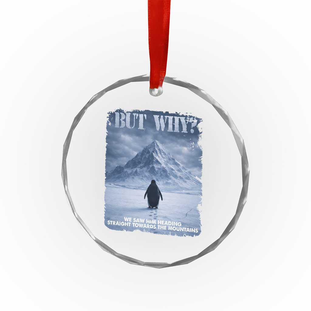 We Saw Him Heading Straight Towards The Mountain But Why Nihilist Penguin Crystal Glass Ornament