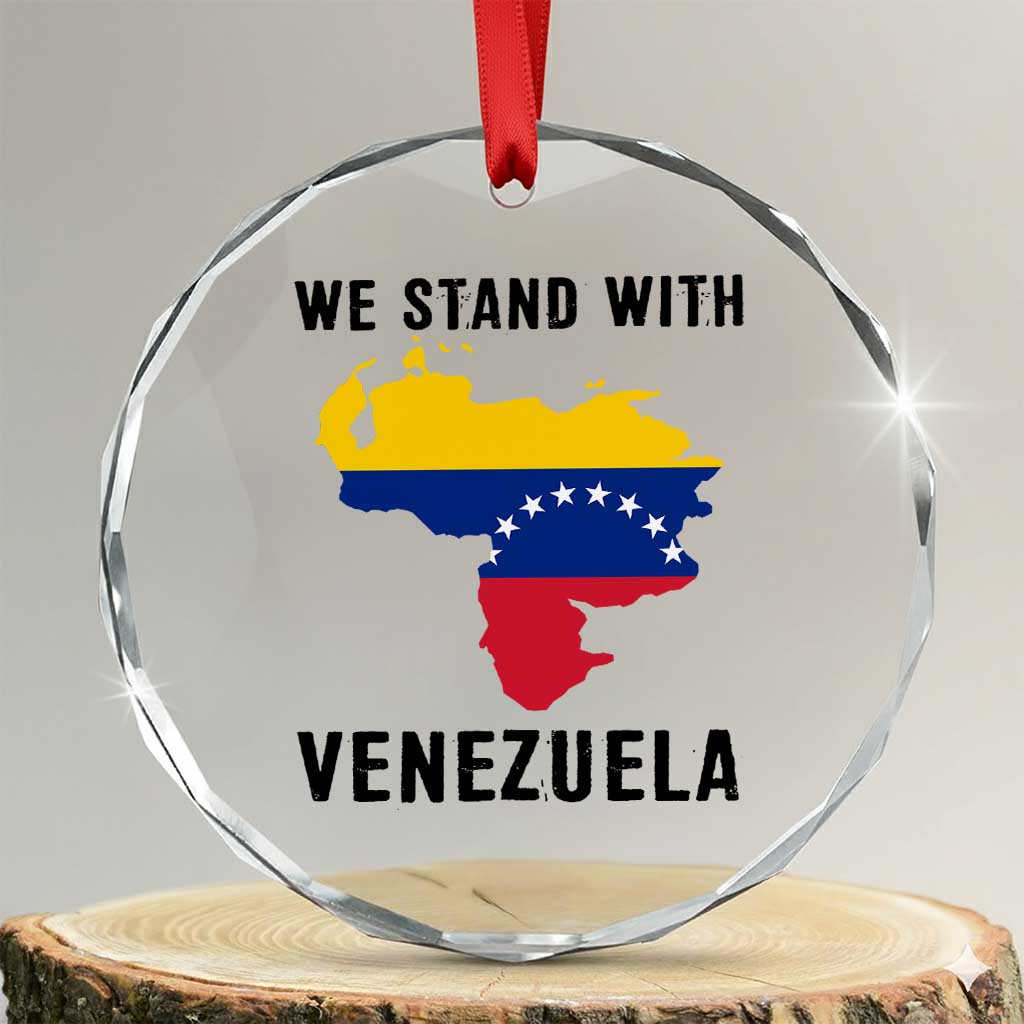 We Stand With Venezuela Crystal Glass Ornament Venezuelan Flag Unity Graphic - Wonder Print Shop
