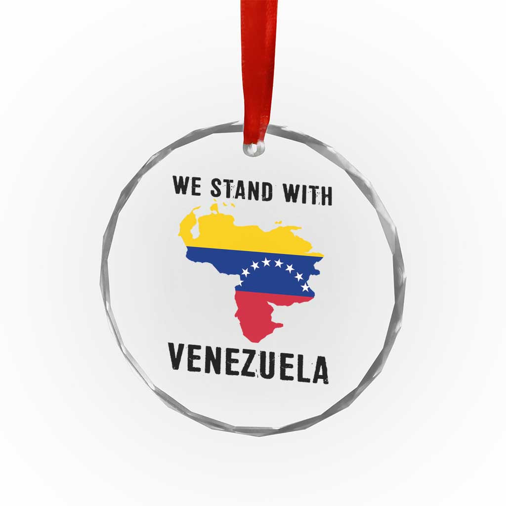 We Stand With Venezuela Crystal Glass Ornament Venezuelan Flag Unity Graphic - Wonder Print Shop