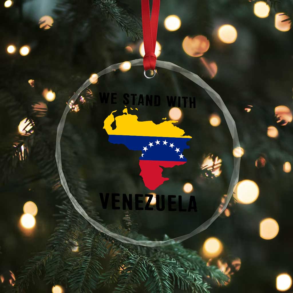 We Stand With Venezuela Crystal Glass Ornament Venezuelan Flag Unity Graphic - Wonder Print Shop