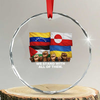 We Stand With Venezuela Greenland Ukraine Palestine Crystal Glass Ornament Solidarity Fists Flags Global Support