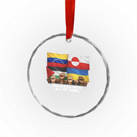 We Stand With Venezuela Greenland Ukraine Palestine Crystal Glass Ornament Solidarity Fists Flags Global Support