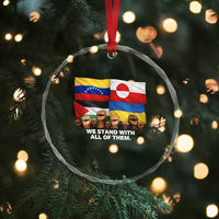 We Stand With Venezuela Greenland Ukraine Palestine Crystal Glass Ornament Solidarity Fists Flags Global Support