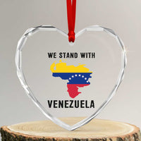 We Stand With Venezuela Heart Crystal Glass Ornament Venezuelan Flag Unity Graphic - Wonder Print Shop