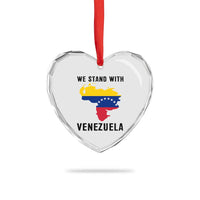 We Stand With Venezuela Heart Crystal Glass Ornament Venezuelan Flag Unity Graphic - Wonder Print Shop