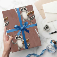 We Test At Dawn Raccoon Warrior Wrapping Paper Roll Funny Student Teacher Exam Motivation