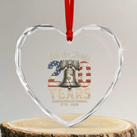 We The People 250 Years Liberty Bell Patriotic Heart Crystal Glass Ornament American Semi-Quincentennial