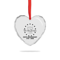 We The People 250th Anniversary Liberty Bell Heart Crystal Glass Ornament USA 1776 to 2026 America Semiquincentennial Celebration
