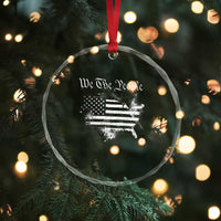 We The People Crystal Glass Ornament Vintage Grunge American Flag 4th of July 1776