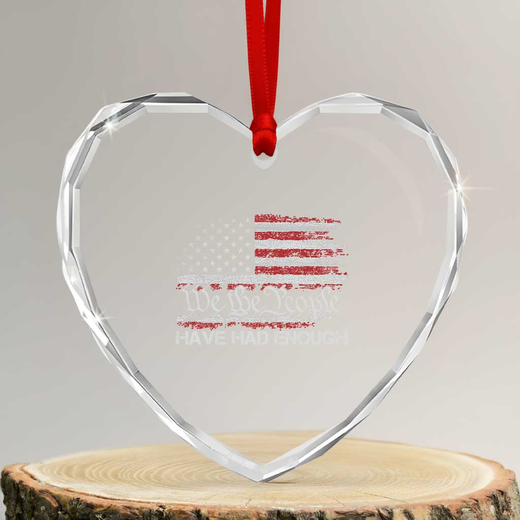 We The People Have Had Enough Heart Crystal Glass Ornament Vintage Old 1776 Flag