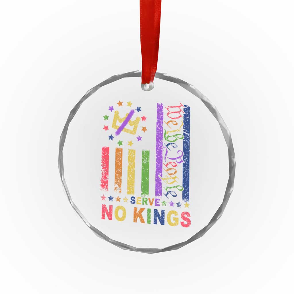 We The People No Kings in America Crystal Glass Ornament Protest LGBTQ+ American Flag - Wonder Print Shop