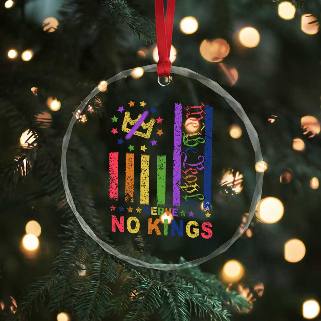 We The People No Kings in America Crystal Glass Ornament Protest LGBTQ+ American Flag - Wonder Print Shop