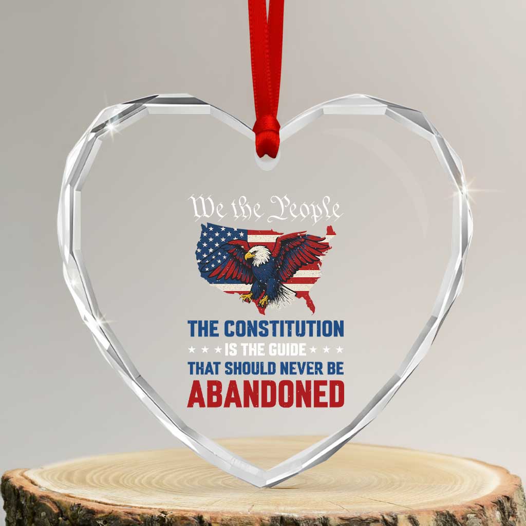 We the People Patriotic Eagle Heart Crystal Glass Ornament Defend the Constitution American Flag - Wonder Print Shop
