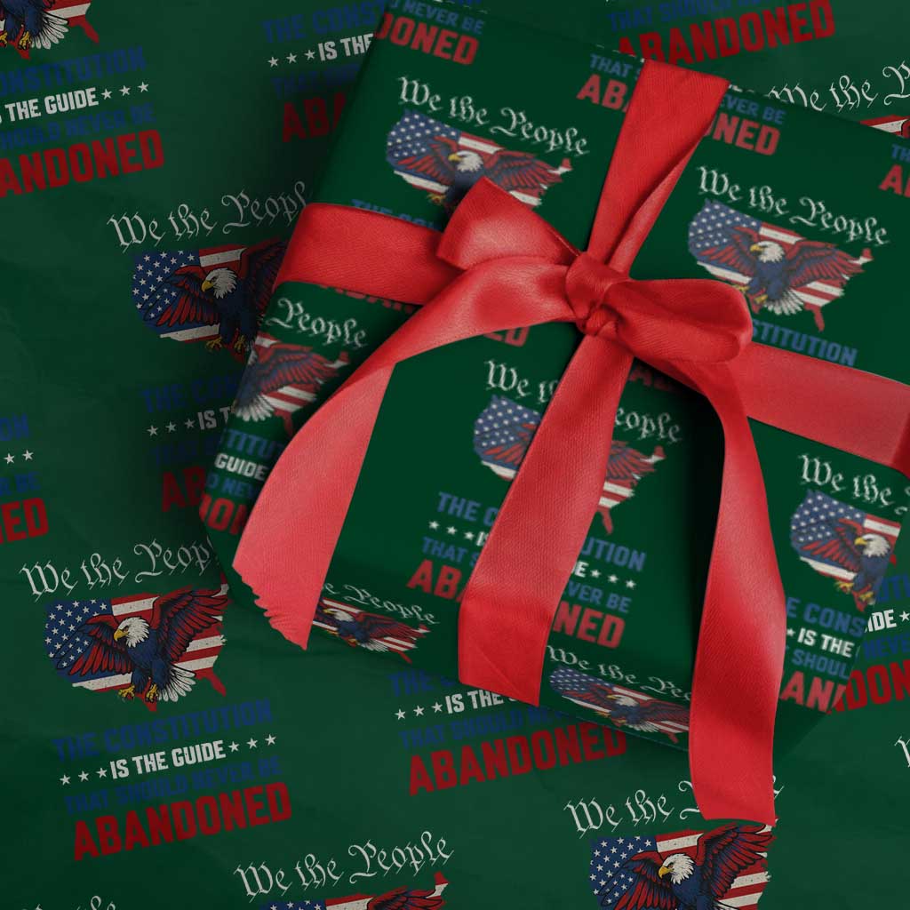 We the People Patriotic Eagle Wrapping Paper Roll Defend the Constitution American Flag - Wonder Print Shop