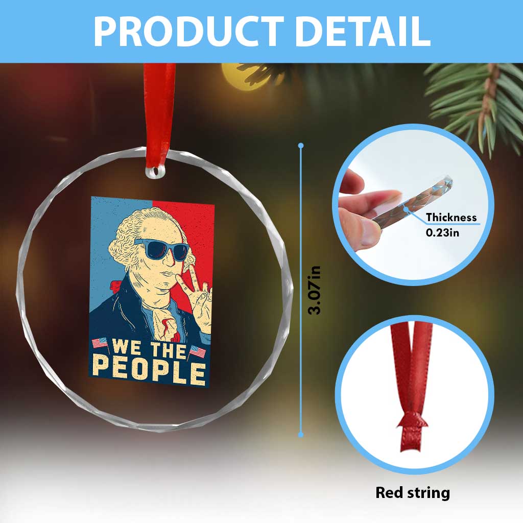 We the People Retro George Washington Crystal Glass Ornament Patriotic American Founding Fathers Peace Sign TS02