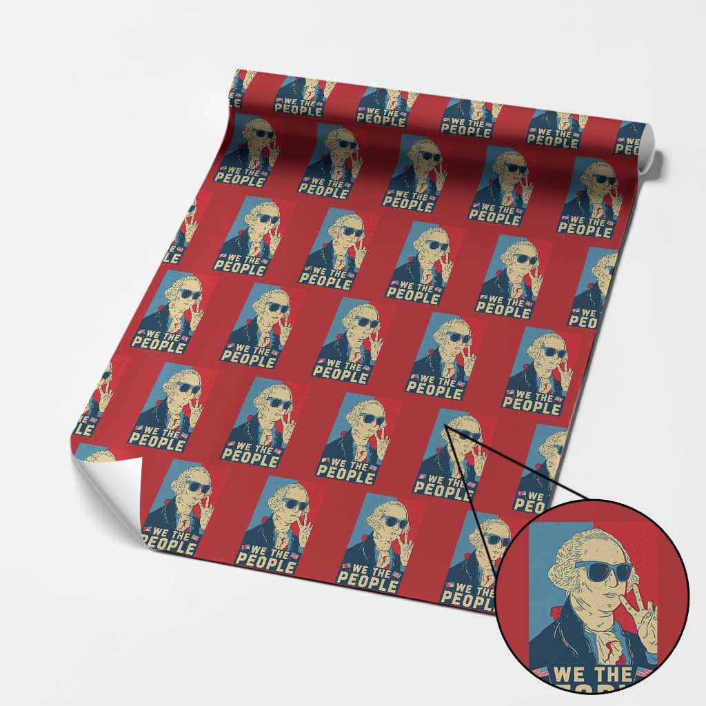 We the People Retro George Washington Wrapping Paper Roll Patriotic American Founding Fathers Peace Sign - Wonder Print Shop