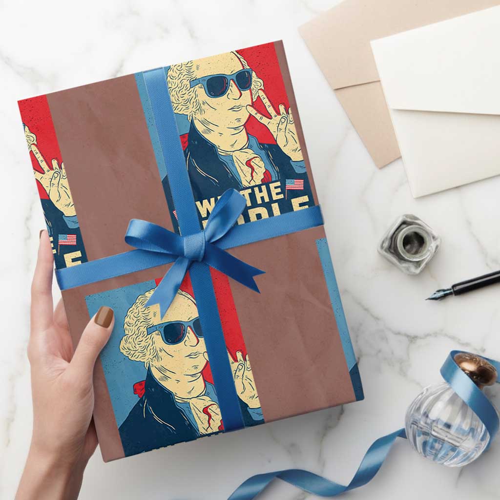 We the People Retro George Washington Wrapping Paper Roll Patriotic American Founding Fathers Peace Sign - Wonder Print Shop