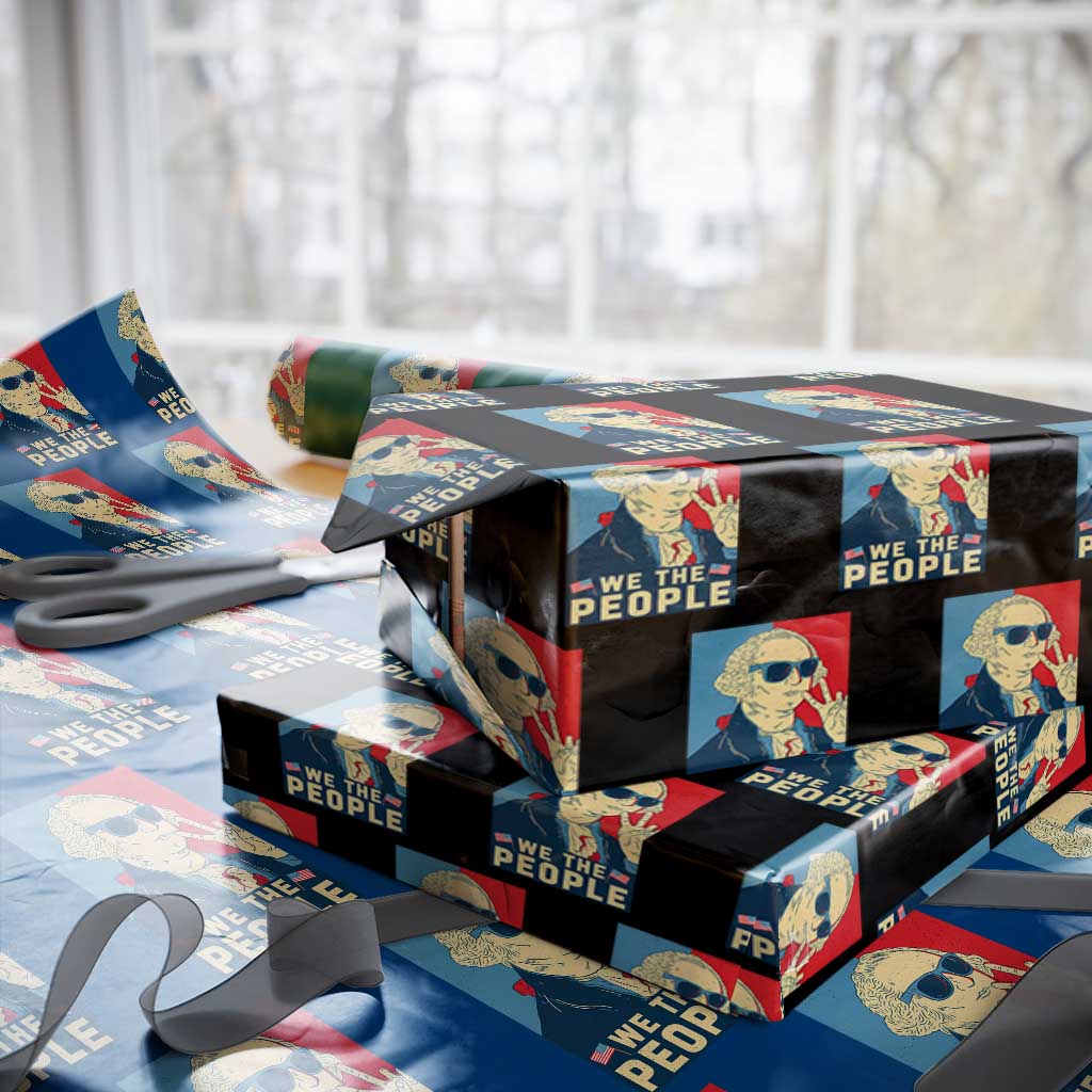 We the People Retro George Washington Wrapping Paper Roll Patriotic American Founding Fathers Peace Sign - Wonder Print Shop