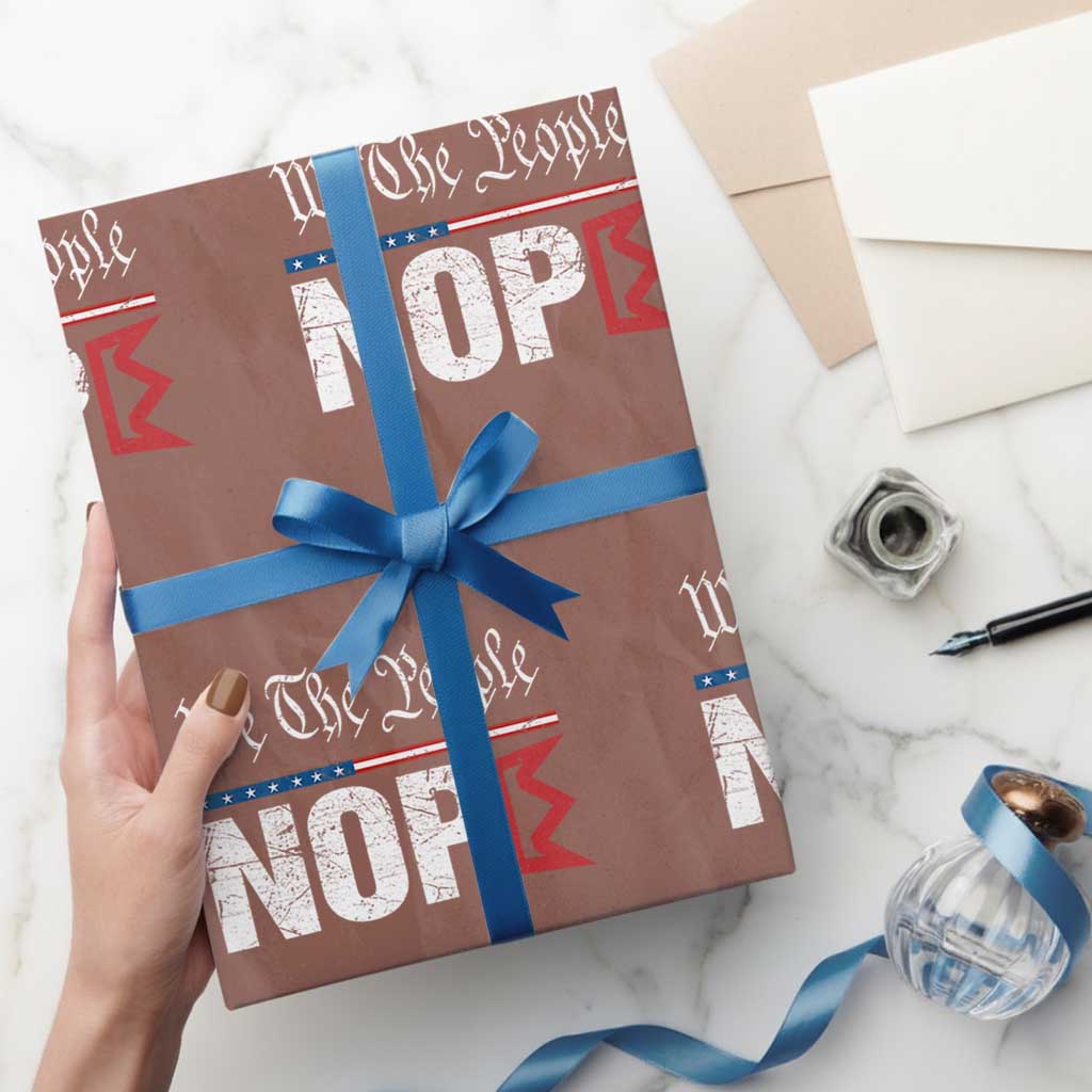We The People Say Nope Wrapping Paper Roll Retro Patriotic No Kings Political Satire - Wonder Print Shop