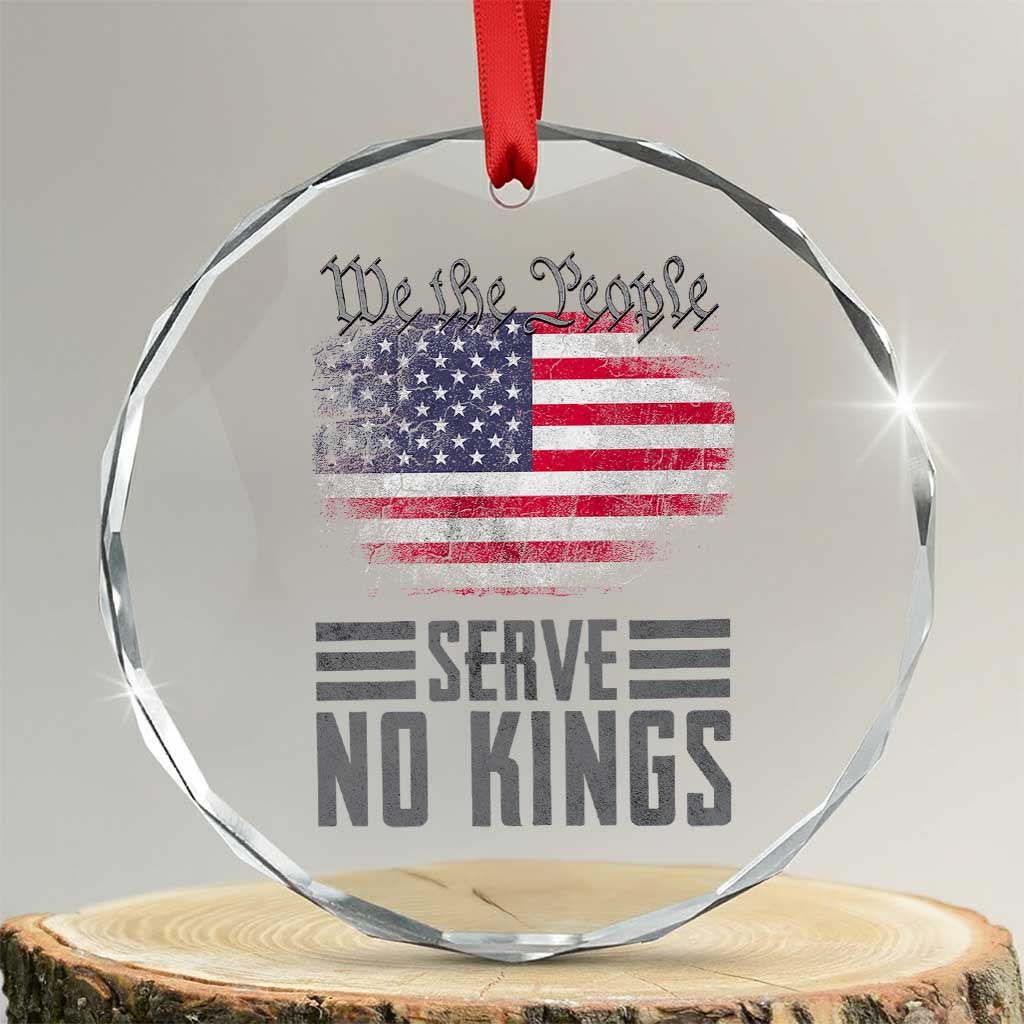 We The People Serve No Kings Crystal Glass Ornament Patriotic Eagle American Flag - Wonder Print Shop