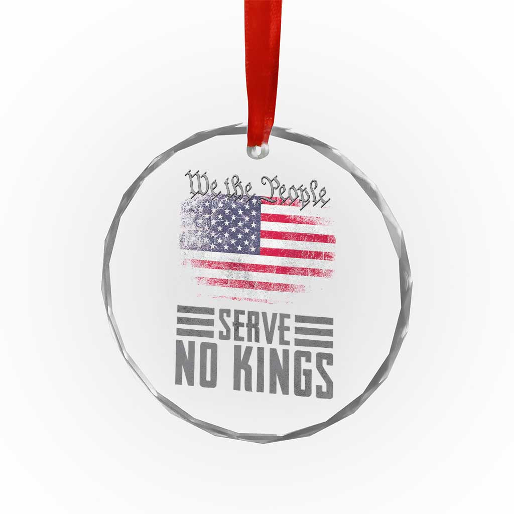 We The People Serve No Kings Crystal Glass Ornament Patriotic Eagle American Flag - Wonder Print Shop