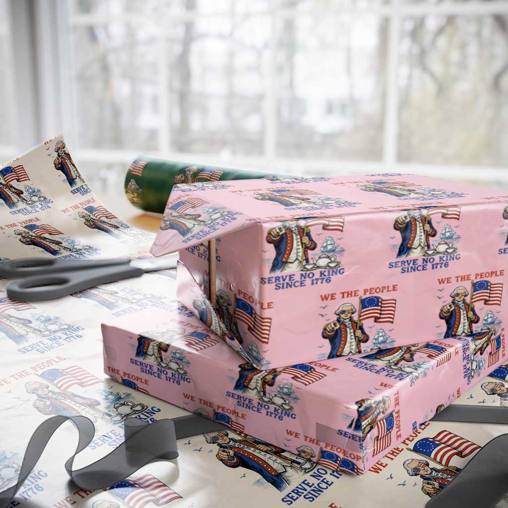 We The People Serve No Kings Wrapping Paper Roll Funny George Washington Protest