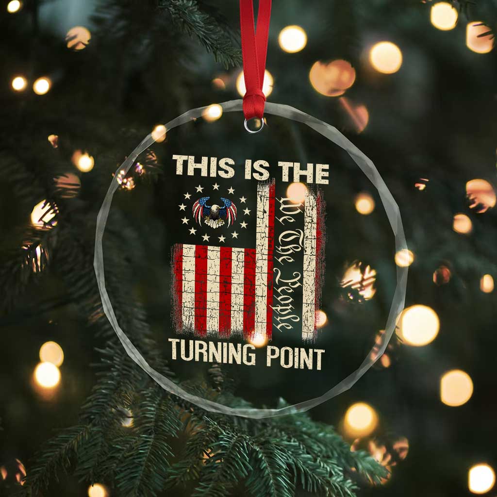We the People Turning Point Crystal Glass Ornament Vintage American Flag and Freedom Patriotic Eagle TS02