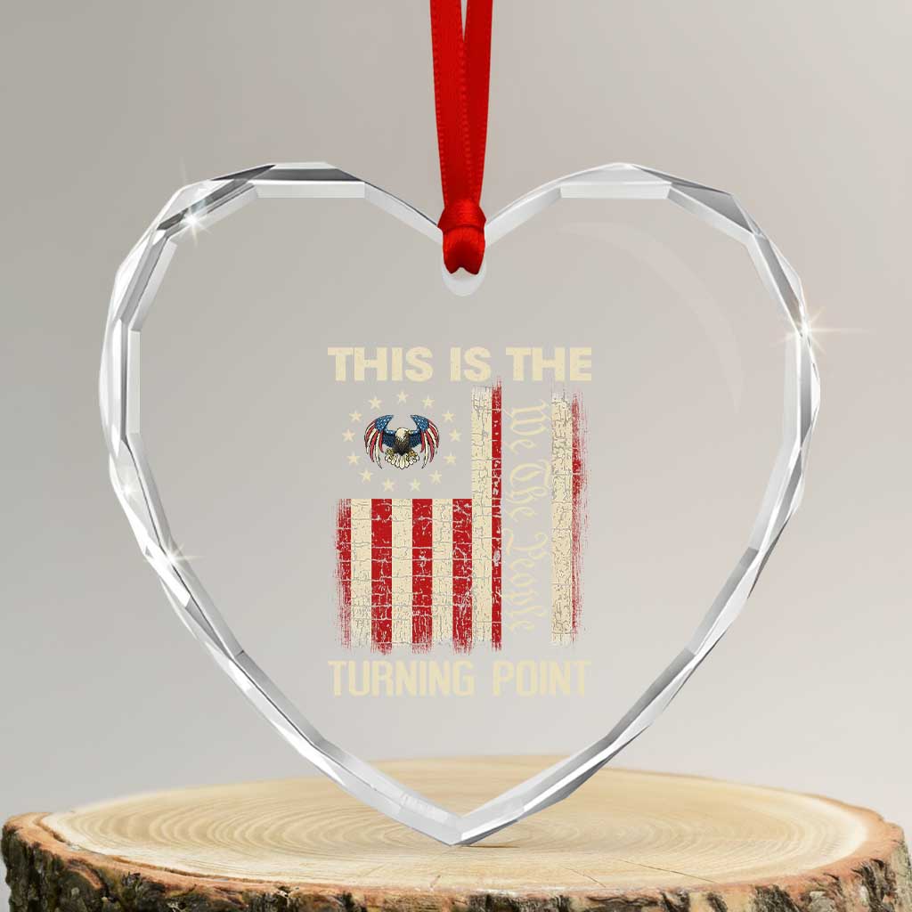 We the People Turning Point Heart Crystal Glass Ornament Vintage American Flag and Freedom Patriotic Eagle - Wonder Print Shop