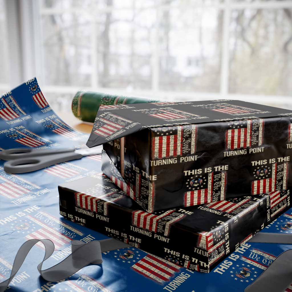 We the People Turning Point Wrapping Paper Roll Vintage American Flag and Freedom Patriotic Eagle - Wonder Print Shop