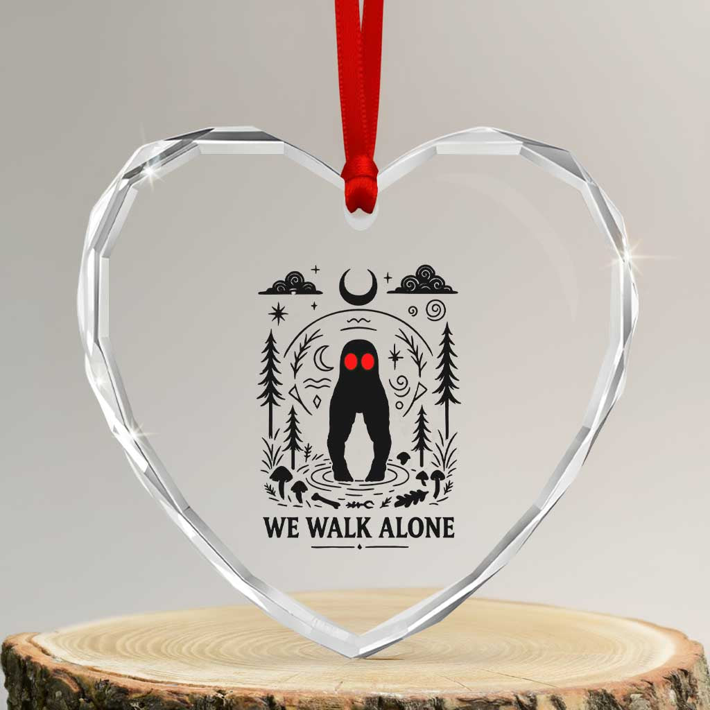 We Walk Alone Fresno Nightcrawler Heart Crystal Glass Ornament California Cryptid Hunter - Wonder Print Shop