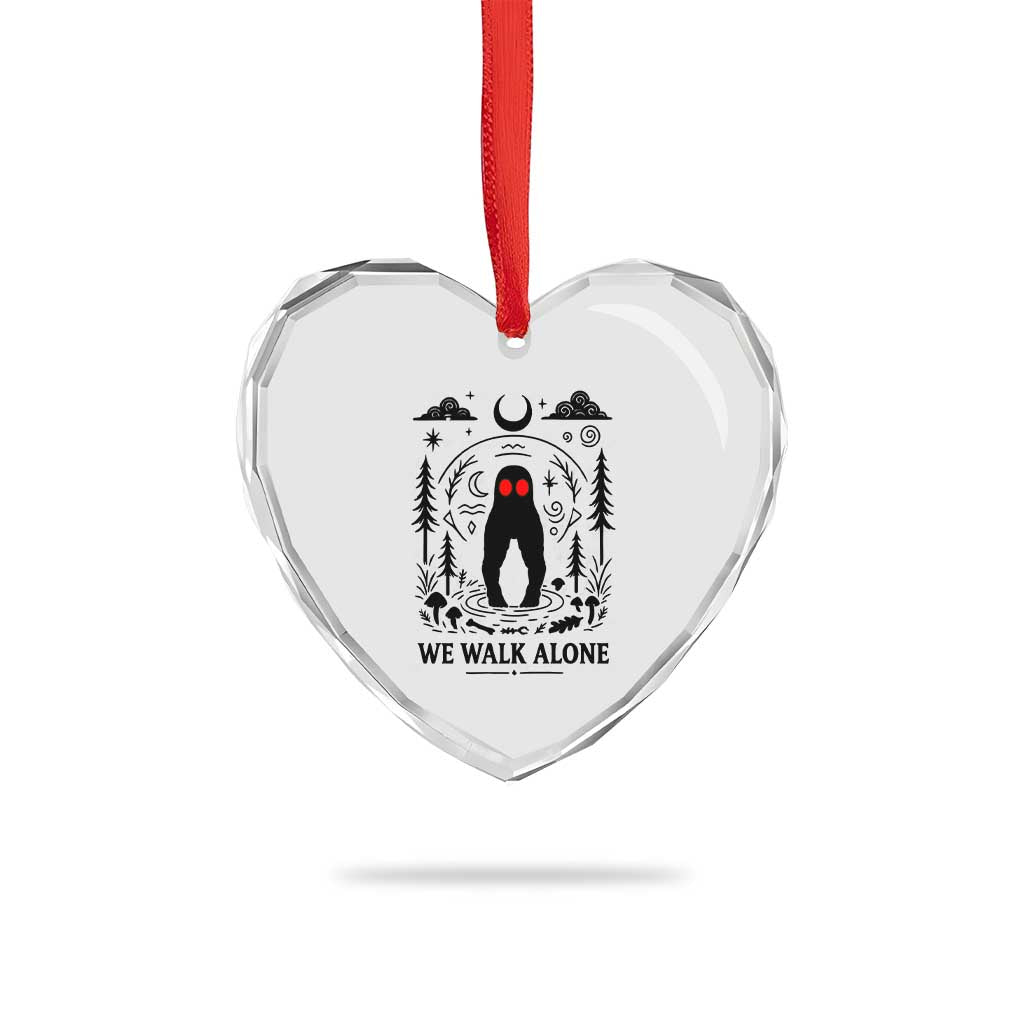 We Walk Alone Fresno Nightcrawler Heart Crystal Glass Ornament California Cryptid Hunter - Wonder Print Shop