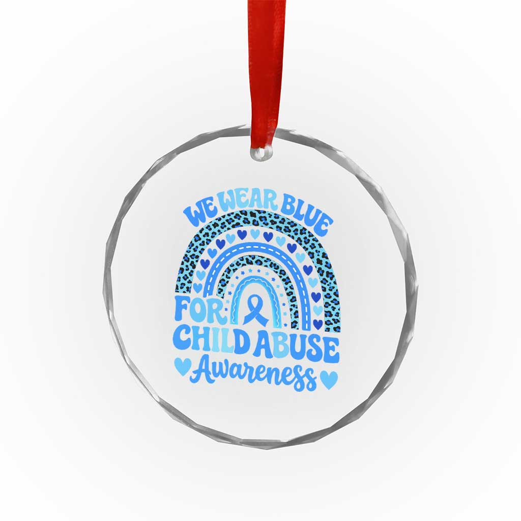 We Wear Blue Child Abuse Prevention Crystal Glass Ornament