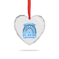 We Wear Blue Child Abuse Prevention Heart Crystal Glass Ornament