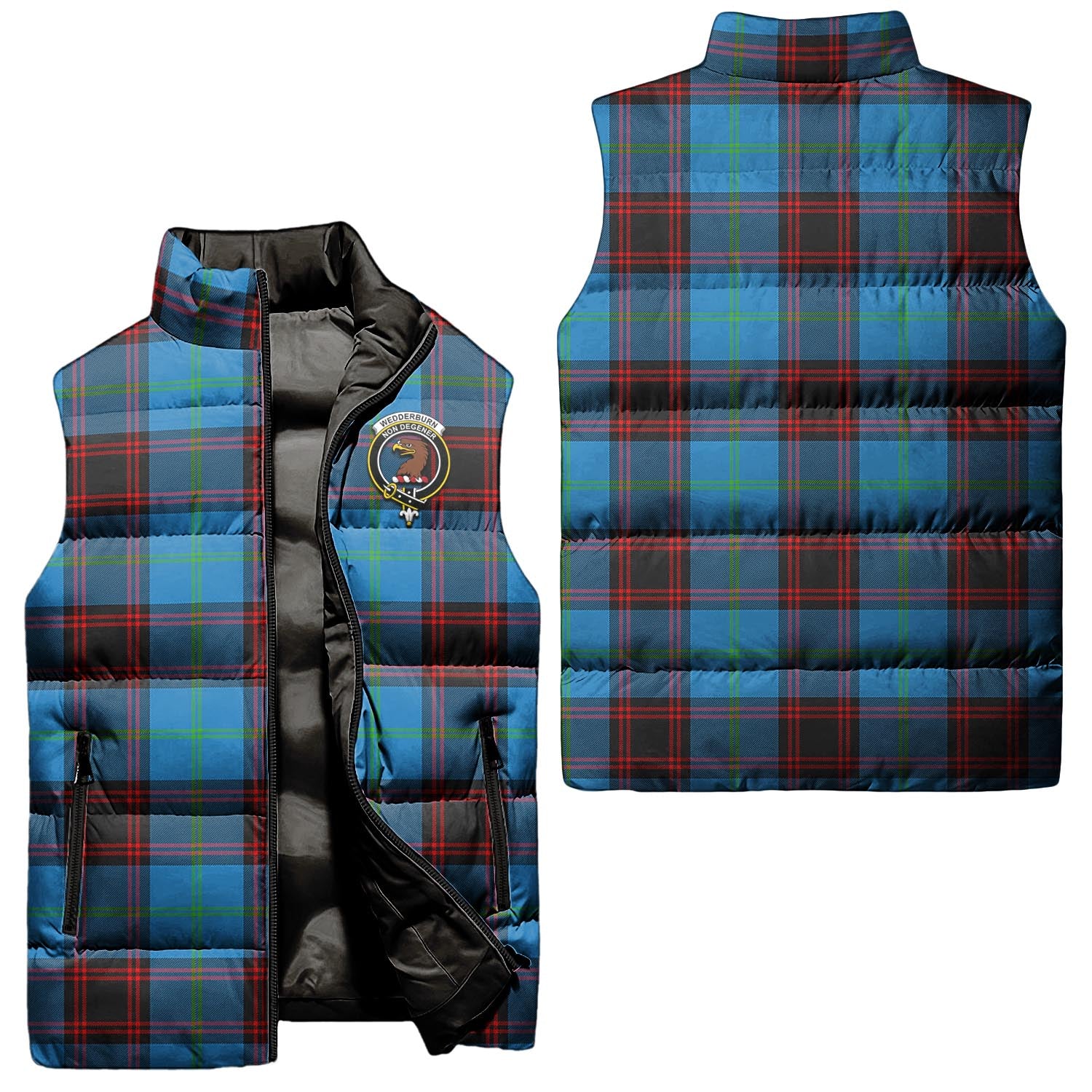 wedderburn-clan-puffer-vest-family-crest-plaid-sleeveless-down-jacket