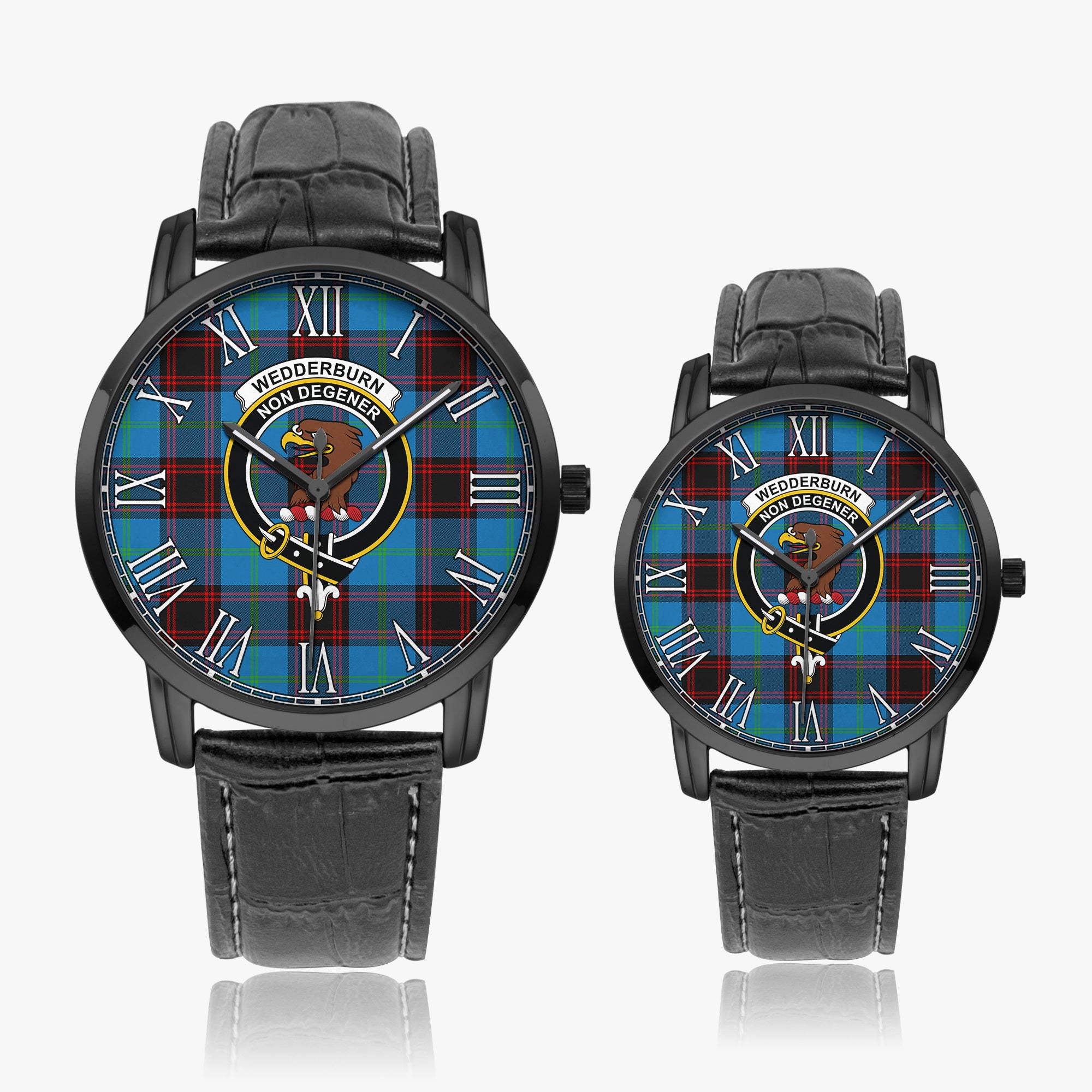 wedderburn-family-crest-quartz-watch-with-leather-strap-tartan-instafamous-quartz-leather-strap-watch