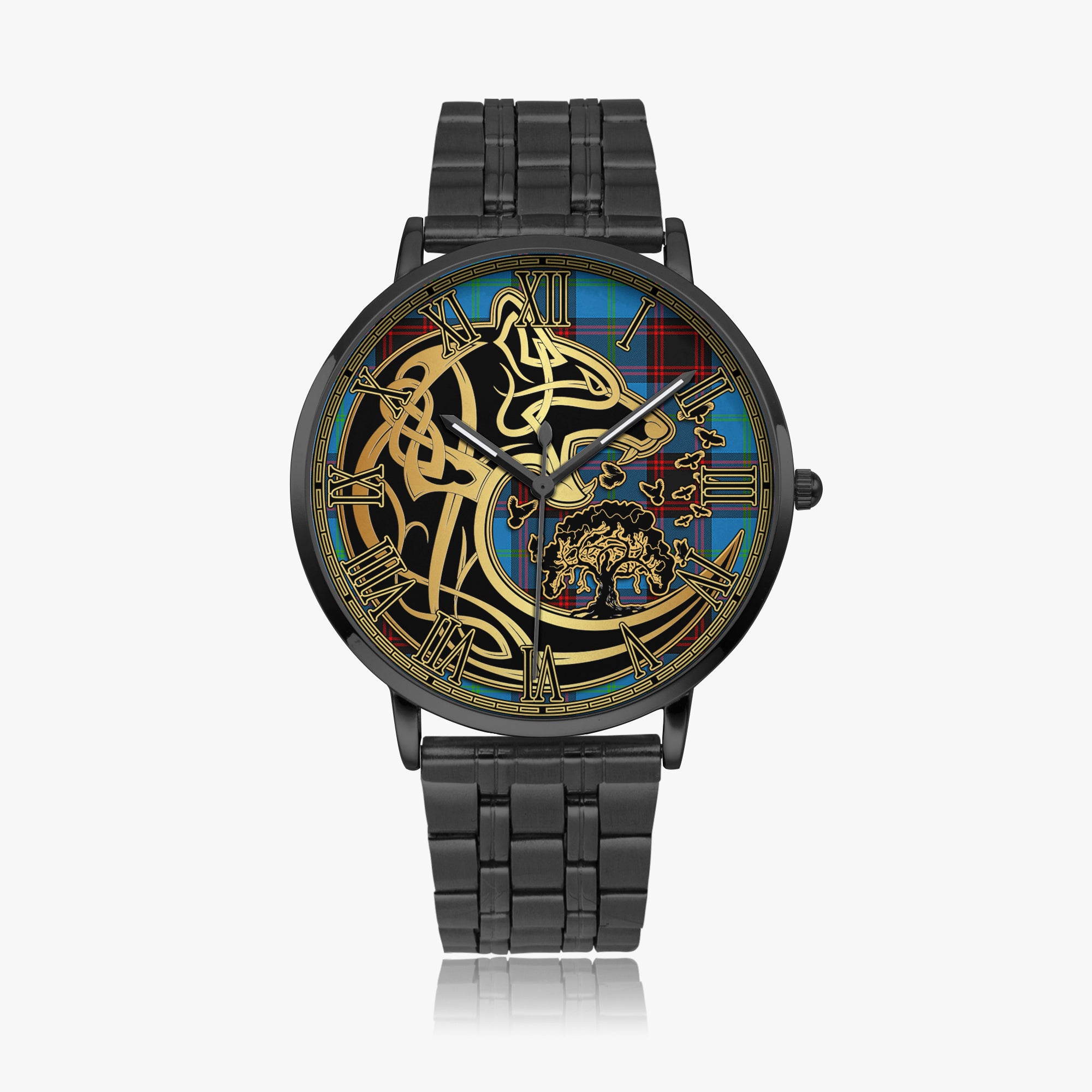 wedderburn-tartan-watch-with-stainless-steel-trap-tartan-instafamous-quartz-stainless-steel-watch-golden-celtic-wolf-style