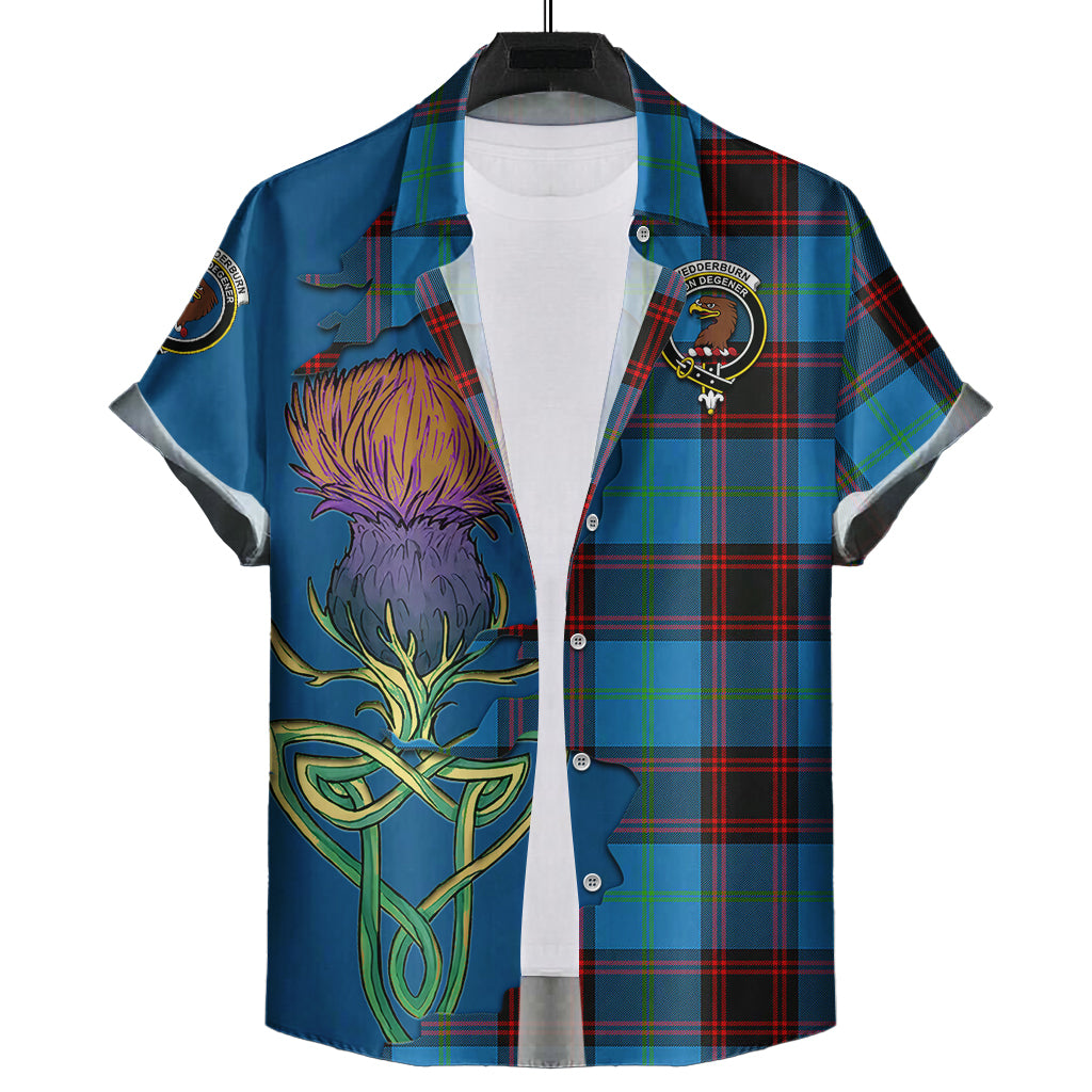wedderburn-tartan-plaid-short-sleeve-button-down-shirt-tartan-crest-with-thistle-and-scotland-map-short-sleeve-button-shirt