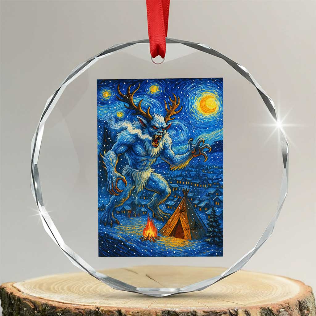 Wedigo Cryptid Christmas Crystal Glass Ornament Native American Starry Night Xmas - Wonder Print Shop