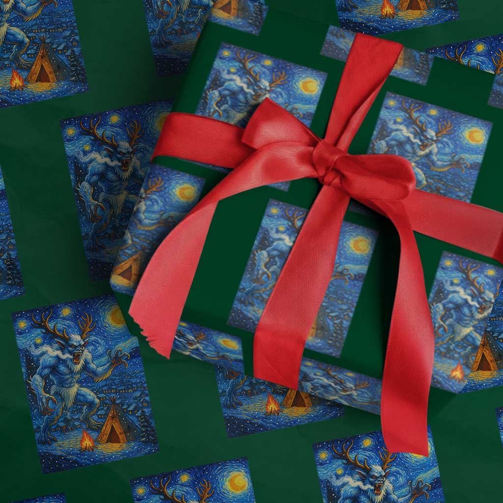 Wedigo Cryptid Xmas Wrapping Paper Roll Native American Starry Night Xmas - Wonder Print Shop